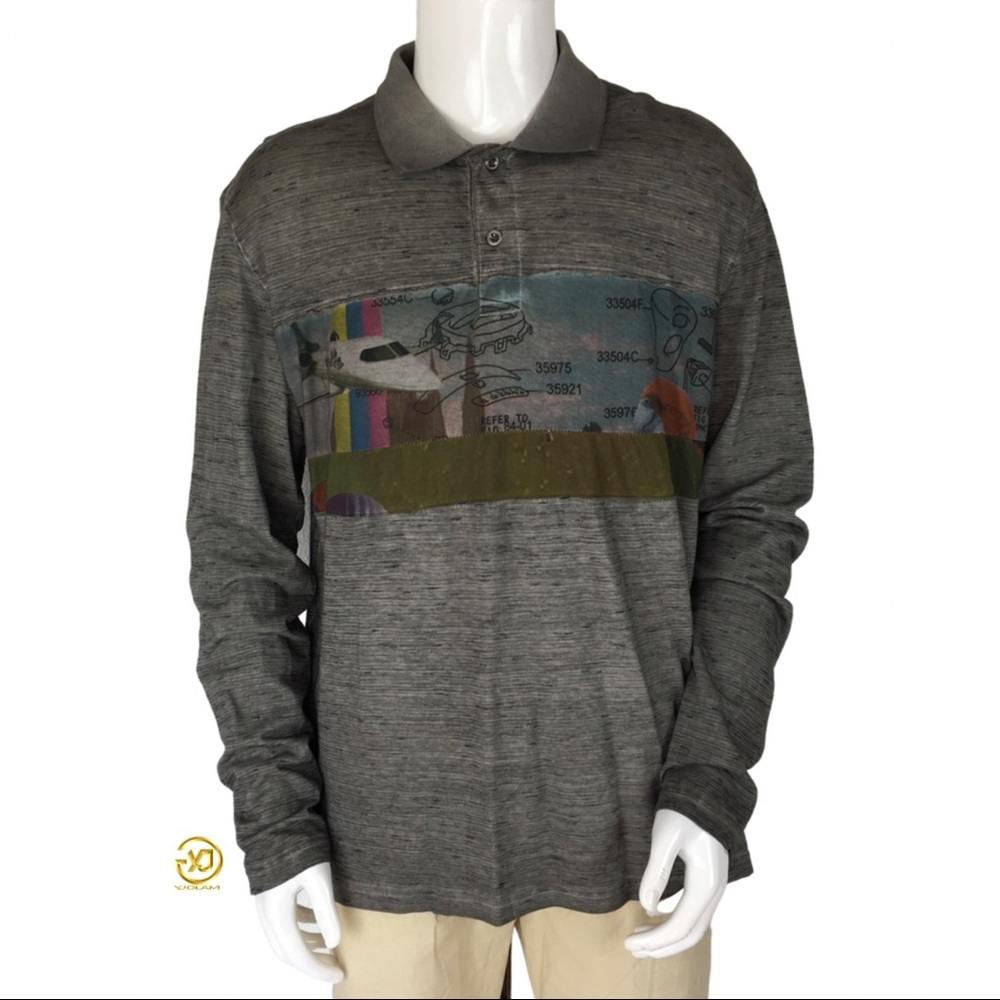 NWT Desigual Men's Print Beach Polo Manuel Grey Sz XL